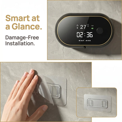 Automatic Soap Dispenser, 500ML Touchless Foaming Soap Dispenser, 3 Adjustable Levels, USB Rechargeable Wall Mounted Electric Soap Dispenser with Infrared Sensor, LED Display, IPX5 Waterproof for Bathroom Kitchen Hotel Commercial (Black)#Summervibes