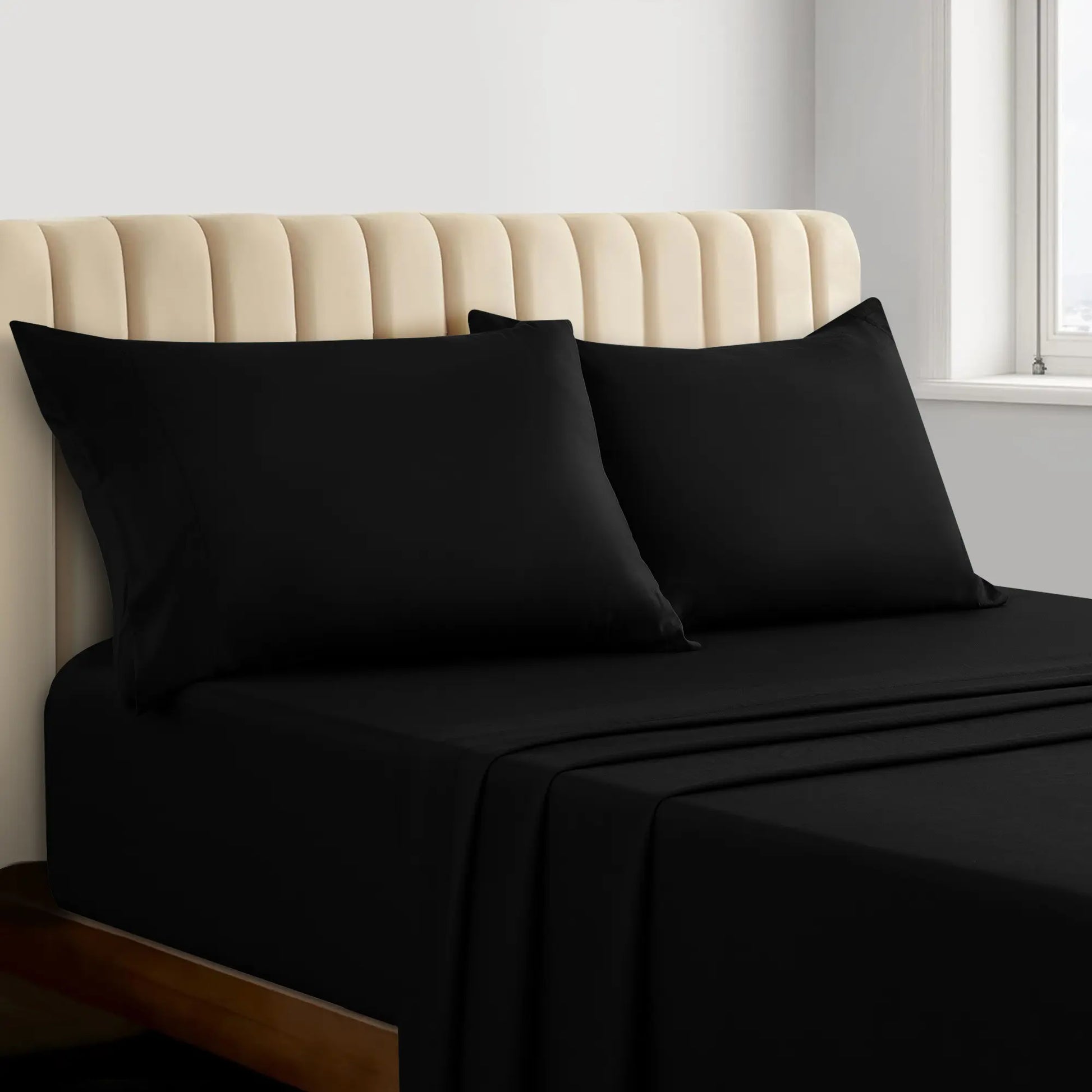 Lux Decor 4Pc Bamboo Blend Bed Sheet, Cooling Sheets & Soft Breathable Hotel Quality Bedding, 16-Inch Deep Fitted Sheet, Wrinkle Free, Machine Washable, Silky Smooth Sheets Set