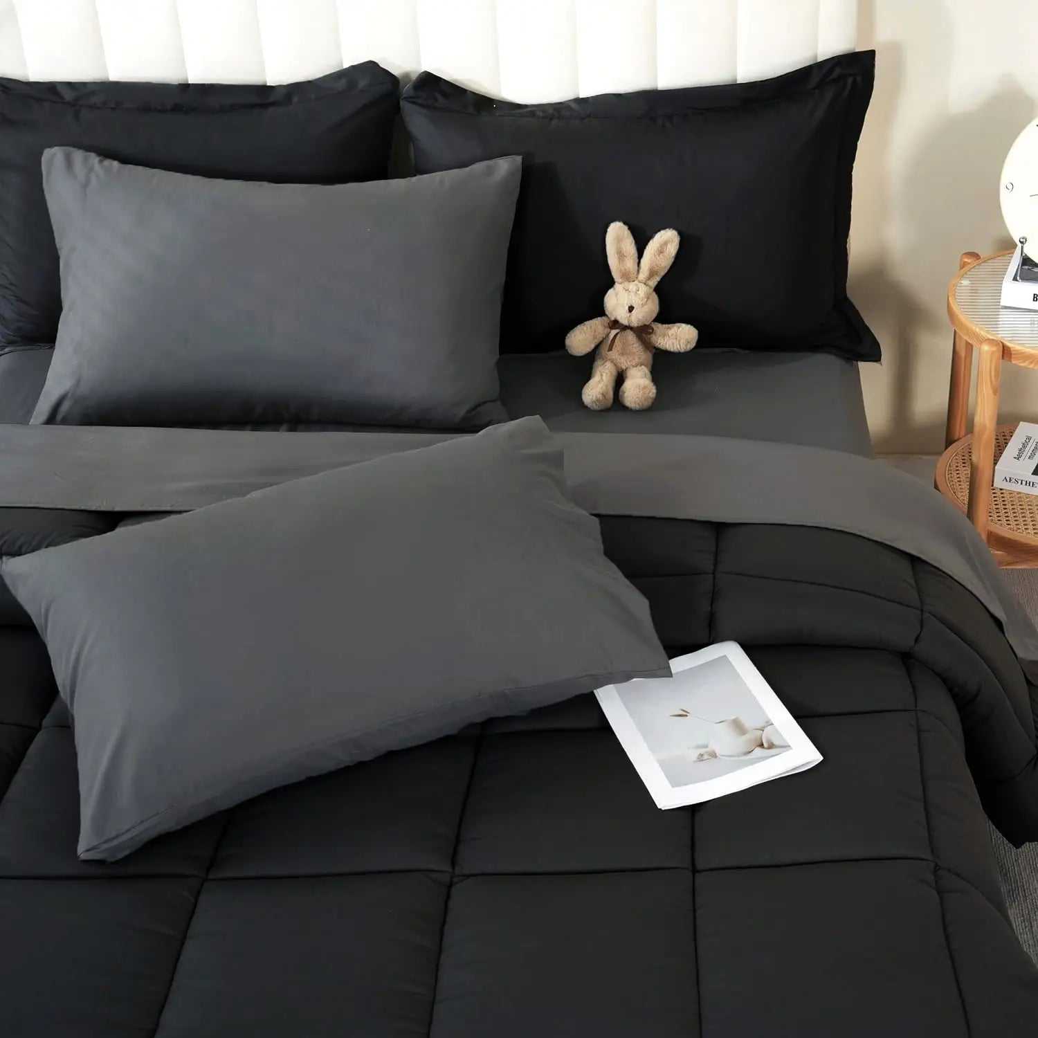 【Summer Wins】Downcool 7Pcs Comforter Sets, Multi-Color Bedding Sets , All Season down Alternative Bedding Comforter Sets with Comforter, Flat Sheet, Fitted Sheet, 2 Pillow Shams & 2 Pillowcases, Pink Bedroom Accessories#Tiktokshopmemorialday
