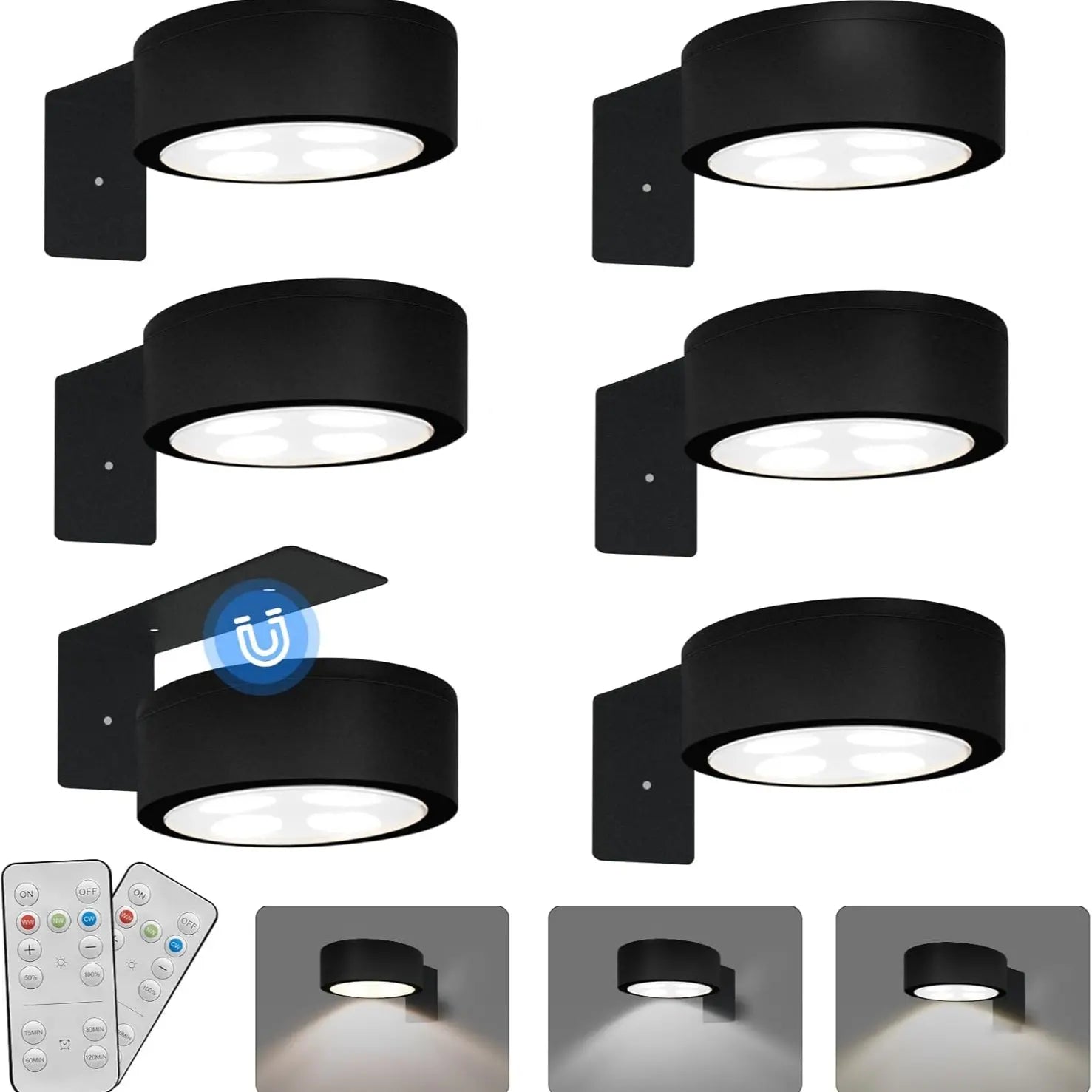 3-Pack 2000Mah Wireless Puck LED Lights - Magnetic, Rechargeable with Remote, Warm Dimmable Picture Frame Lights for Art Frames, Room Decor, Home Accessories, House & Apartment Decor