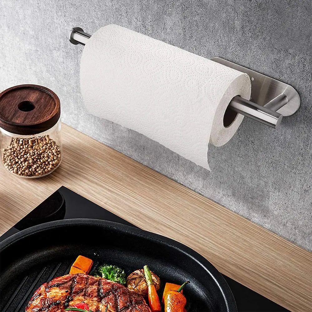 Paper Towel Holder, 1 Count under Cabinet Kitchen Paper Holder, Self-Adhesive/Drilling Towel Holder, Stainless Steel Kitchen Utensil Holder #GLOBAL PICKS