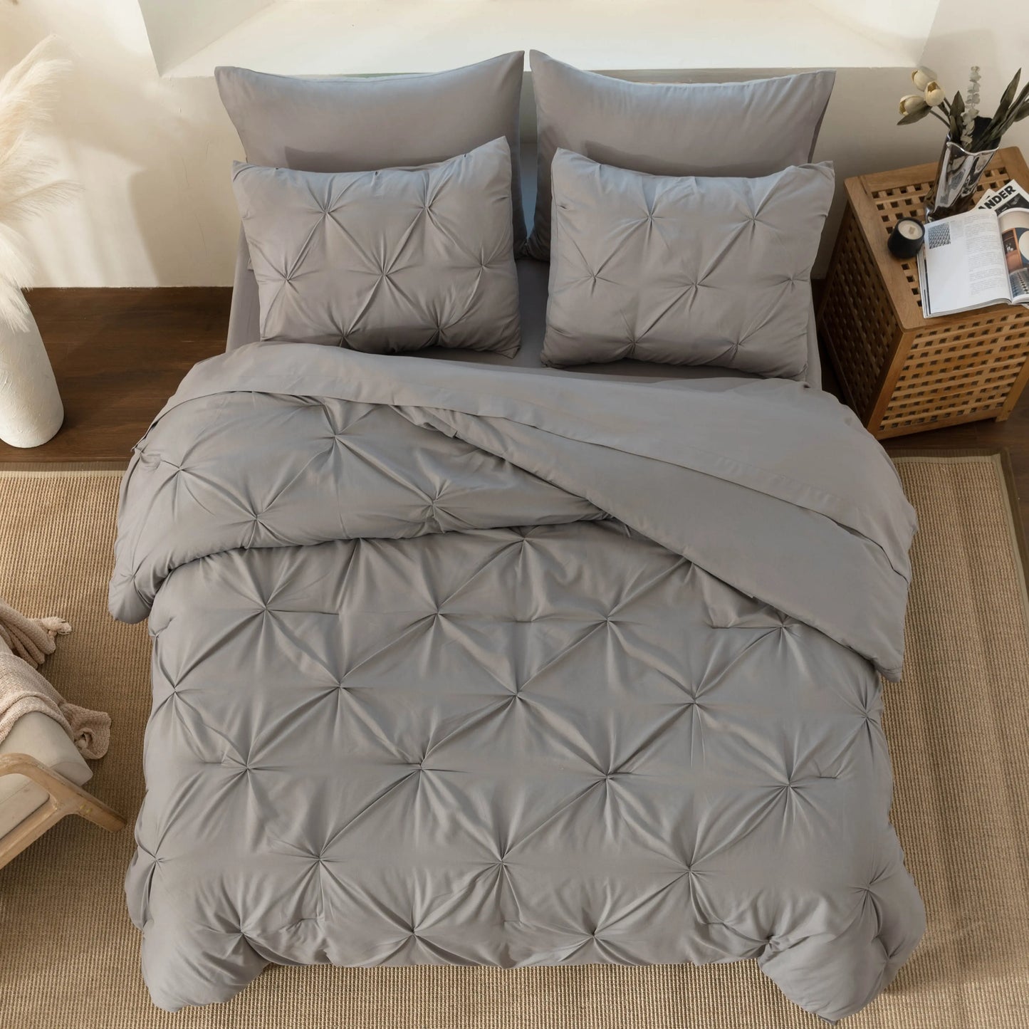 【Summer Wins】Downcool 7Pcs Comforter Sets, Multi-Color Bedding Sets , All Season down Alternative Bedding Comforter Sets with Comforter, Flat Sheet, Fitted Sheet, 2 Pillow Shams & 2 Pillowcases, Pink Bedroom Accessories#Tiktokshopmemorialday