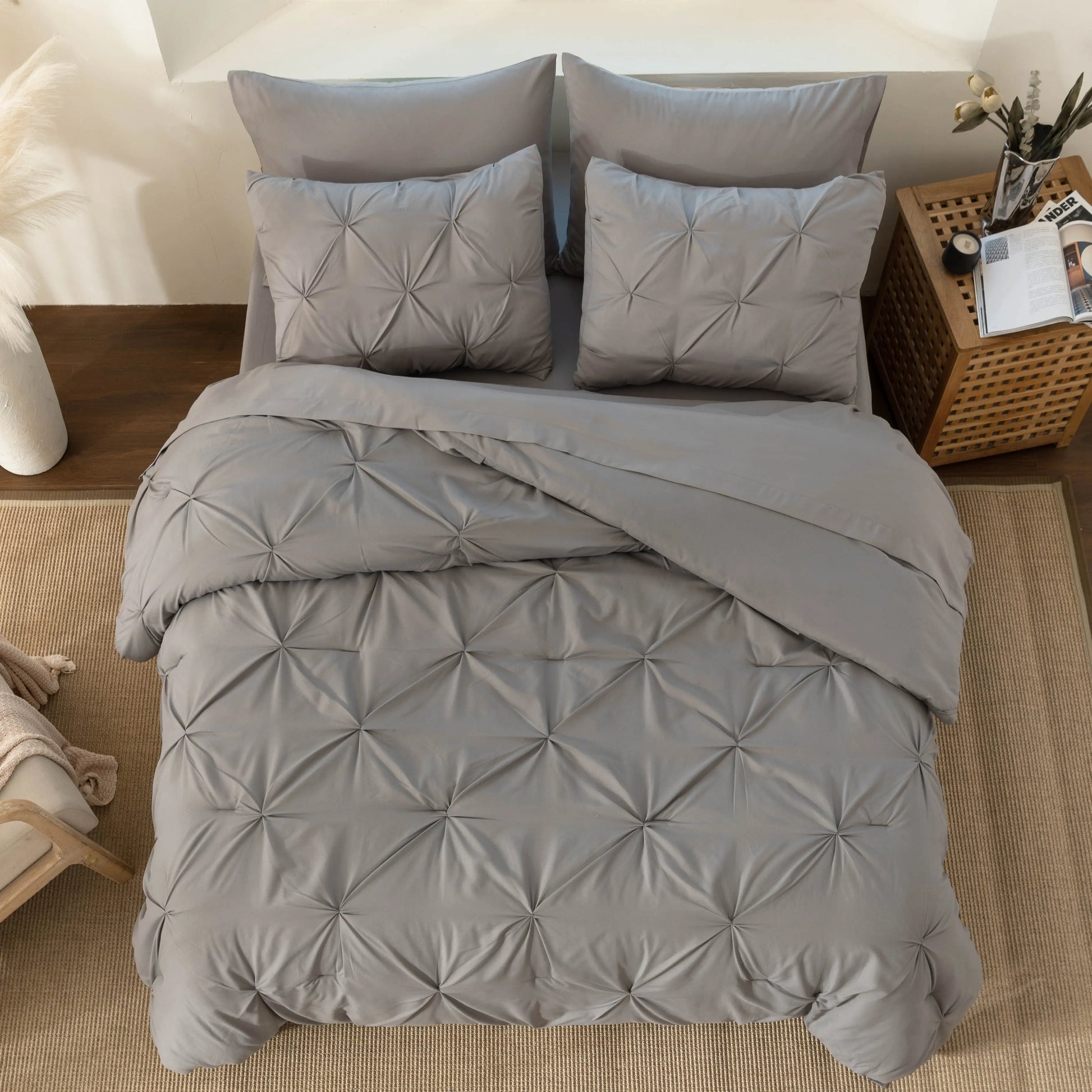 【Summer Wins】Downcool 7Pcs Comforter Sets, Multi-Color Bedding Sets , All Season down Alternative Bedding Comforter Sets with Comforter, Flat Sheet, Fitted Sheet, 2 Pillow Shams & 2 Pillowcases, Pink Bedroom Accessories#Tiktokshopmemorialday