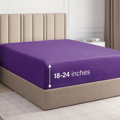 CGK Deep Pocket Fitted Sheet ONLY – Ultra-Soft Microfiber, Wrinkle-Free, Fits up to 24" Mattress (SINGLE SHEET) Soft Comfy Bedding