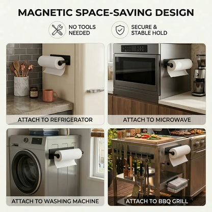 【Father'S Day Gifts】Strong Magnetic Paper Towel Roll Holder, No Drilling Removable Wall Mount Paper Towel Organizer, Portable Reusable Magnet Storage Rack for Fridge Microwave Kitchen Bathroom Washer Home Use