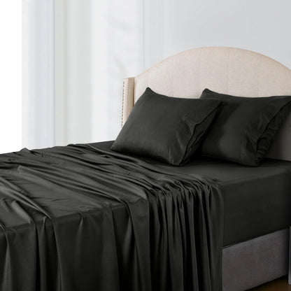 Lux Decor 4Pc Bamboo Blend Bed Sheet, Cooling Sheets & Soft Breathable Hotel Quality Bedding, 16-Inch Deep Fitted Sheet, Wrinkle Free, Machine Washable, Silky Smooth Sheets Set
