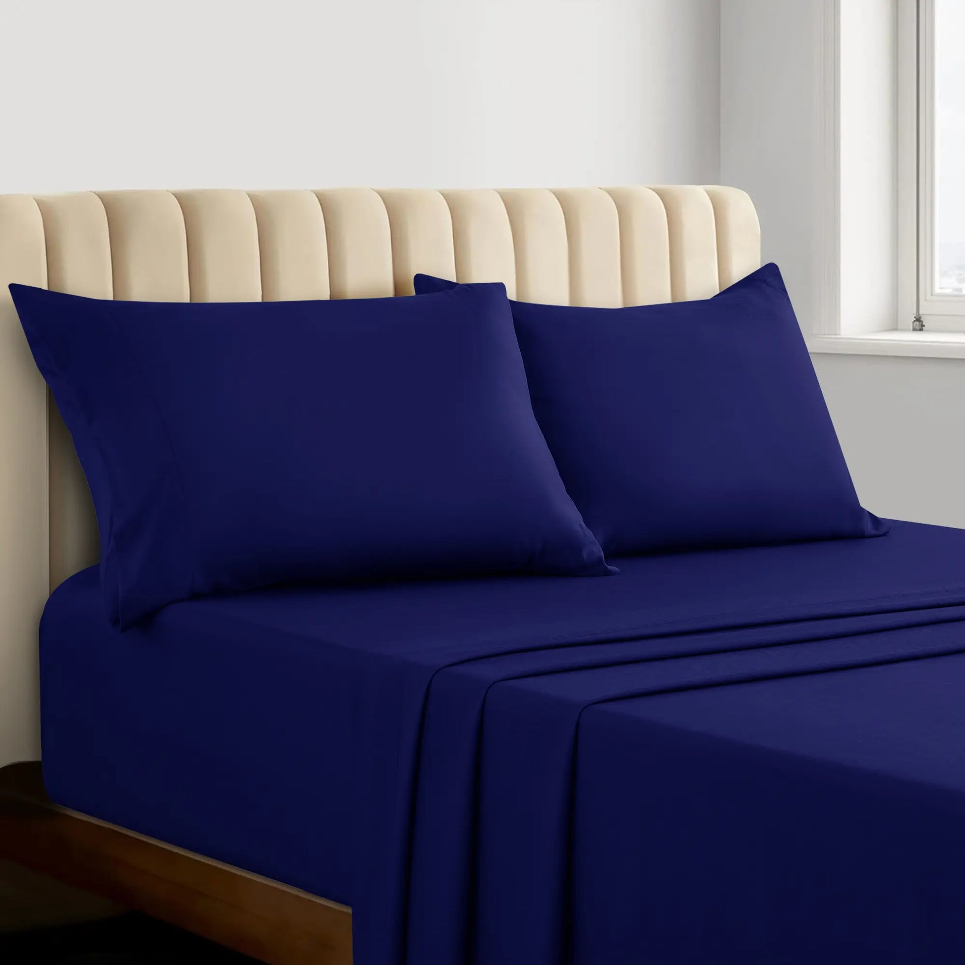 Lux Decor 4Pc Bamboo Blend Bed Sheet, Cooling Sheets & Soft Breathable Hotel Quality Bedding, 16-Inch Deep Fitted Sheet, Wrinkle Free, Machine Washable, Silky Smooth Sheets Set