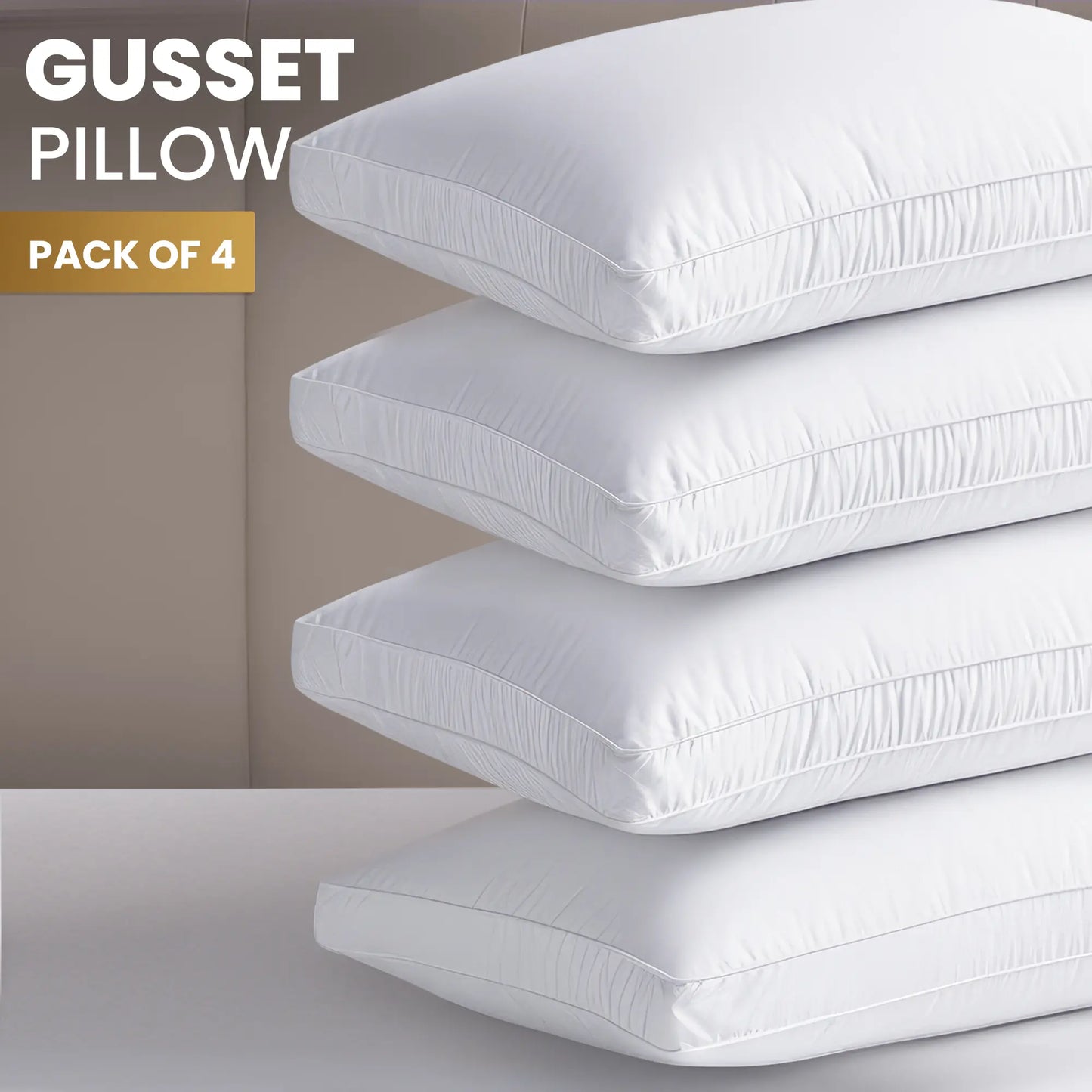 Utopia Bedding Bed Pillows for Sleeping - Set of 4 Gusseted Pillows Set - King, Queen, & Standard Size (White), Bed Accessories, Breathable Pillow Inserts