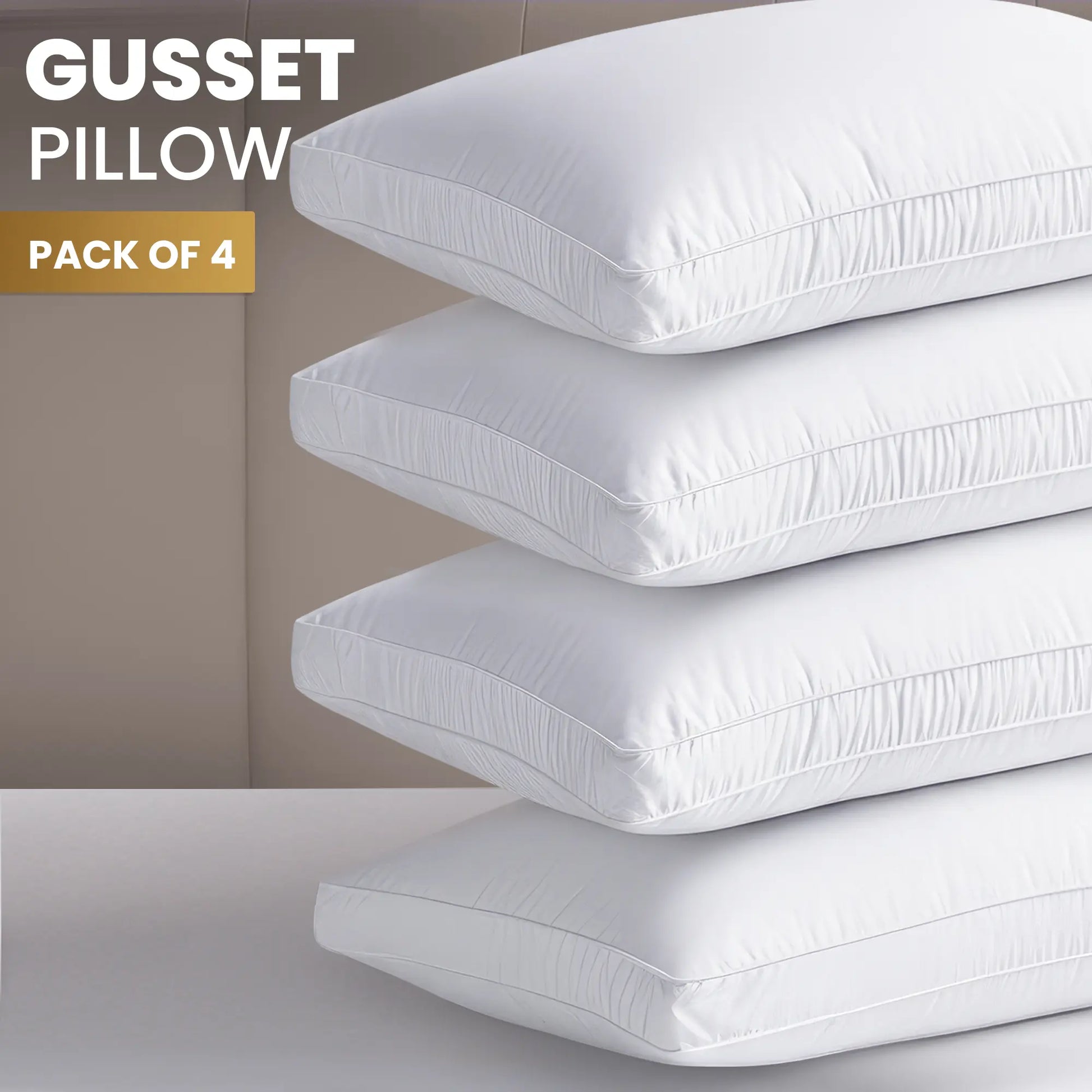 Utopia Bedding Bed Pillows for Sleeping - Set of 4 Gusseted Pillows Set - King, Queen, & Standard Size (White), Bed Accessories, Breathable Pillow Inserts