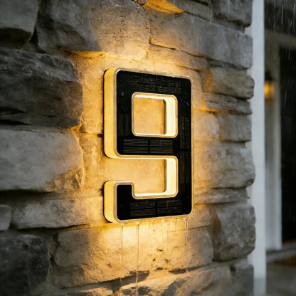 ISUNMEA 6.7 Inch Solar Lighted House Numbers for Outside, Light up Waterproof LED Address Signs for Houses, Backlit Illuminated Exterior Modern House Numbers Light
