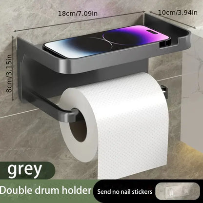 1Pcs Bathroom Toilet Rack/Tissue Rack, Wall-Mounted Toilet Bathroom Toilet Perforated Face Rack, Tissue Holder, Bathroom Accessories