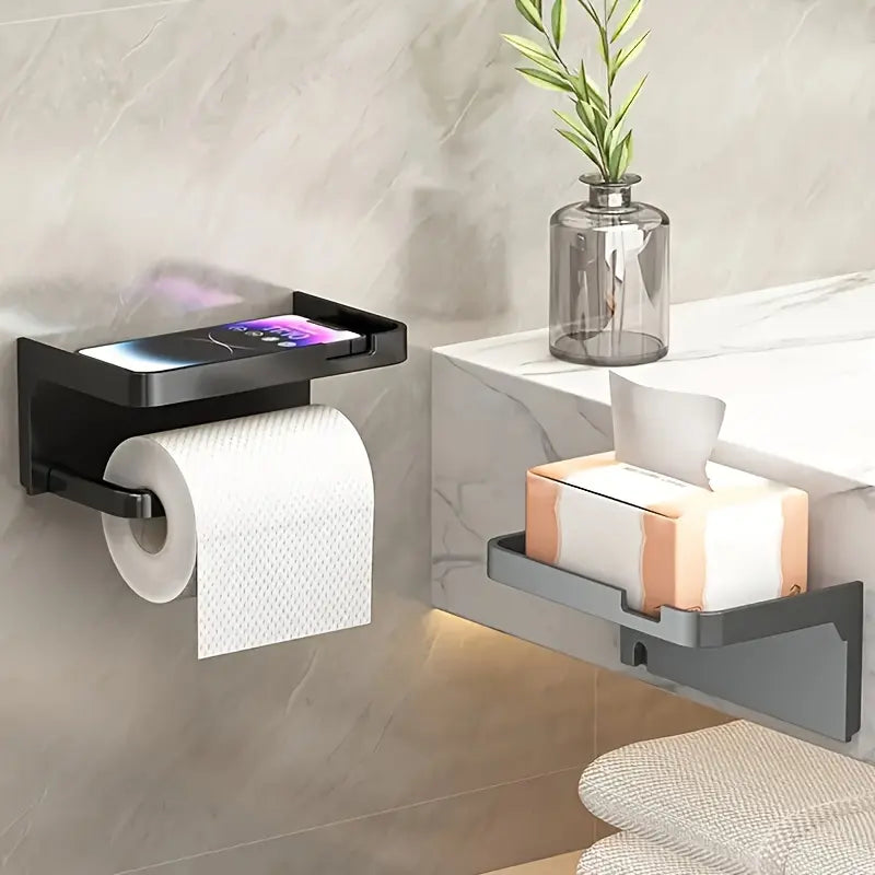 1Pcs Bathroom Toilet Rack/Tissue Rack, Wall-Mounted Toilet Bathroom Toilet Perforated Face Rack, Tissue Holder, Bathroom Accessories
