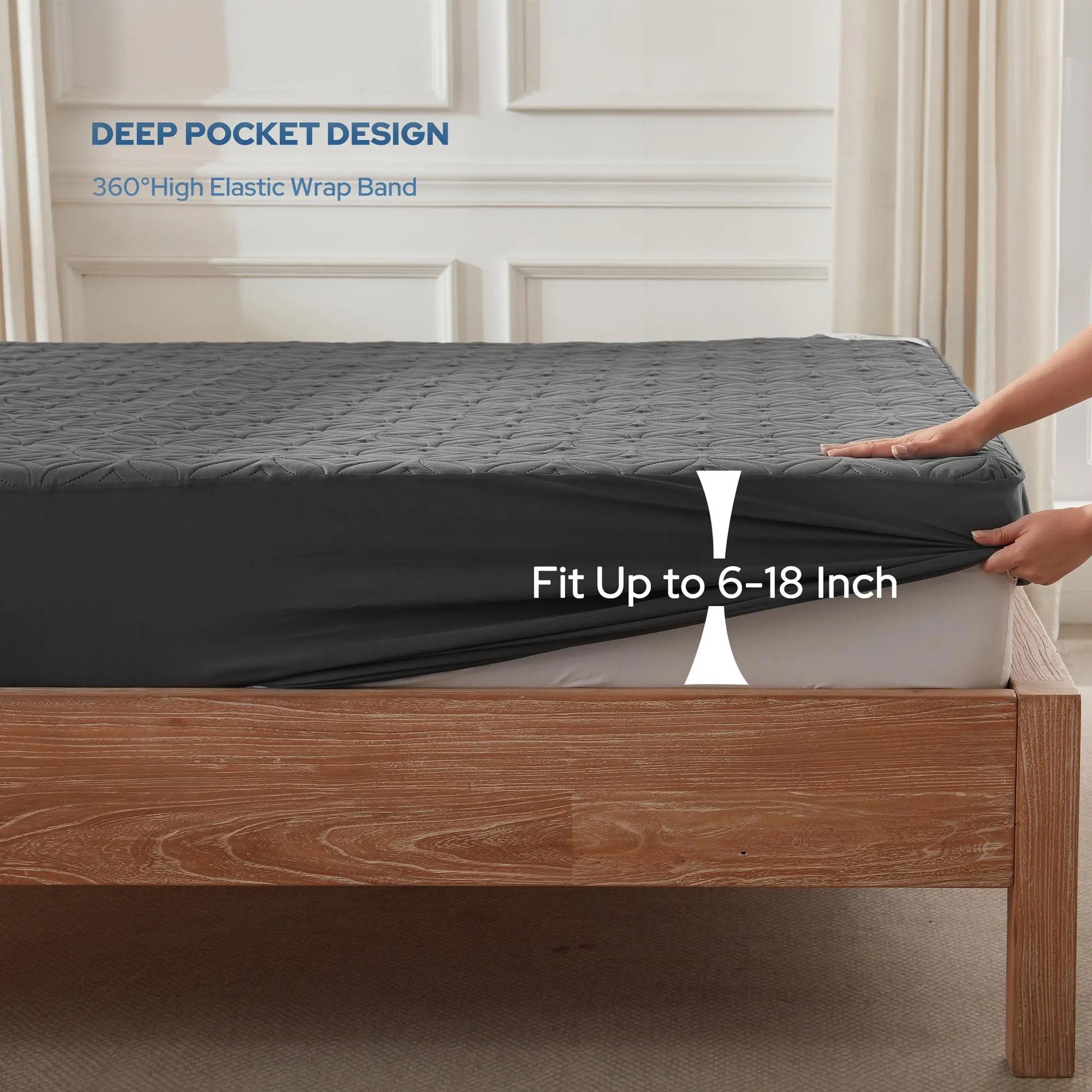 【Summerwins】Bedlore Cooling Waterproof Fitted Sheet Big Copper Coins | Bamboo Deep Pocket Mattress Cover | Soft Breathable Non-Slip]