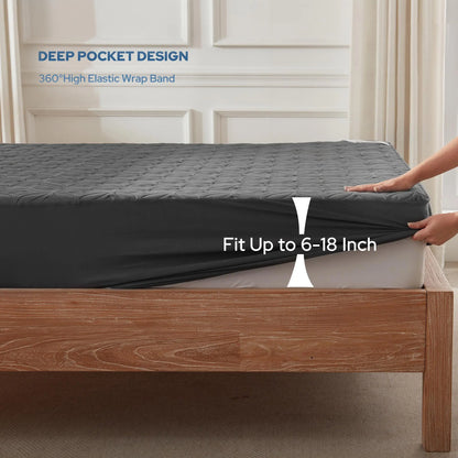 【Summerwins】Bedlore Cooling Waterproof Fitted Sheet Big Copper Coins | Bamboo Deep Pocket Mattress Cover | Soft Breathable Non-Slip]
