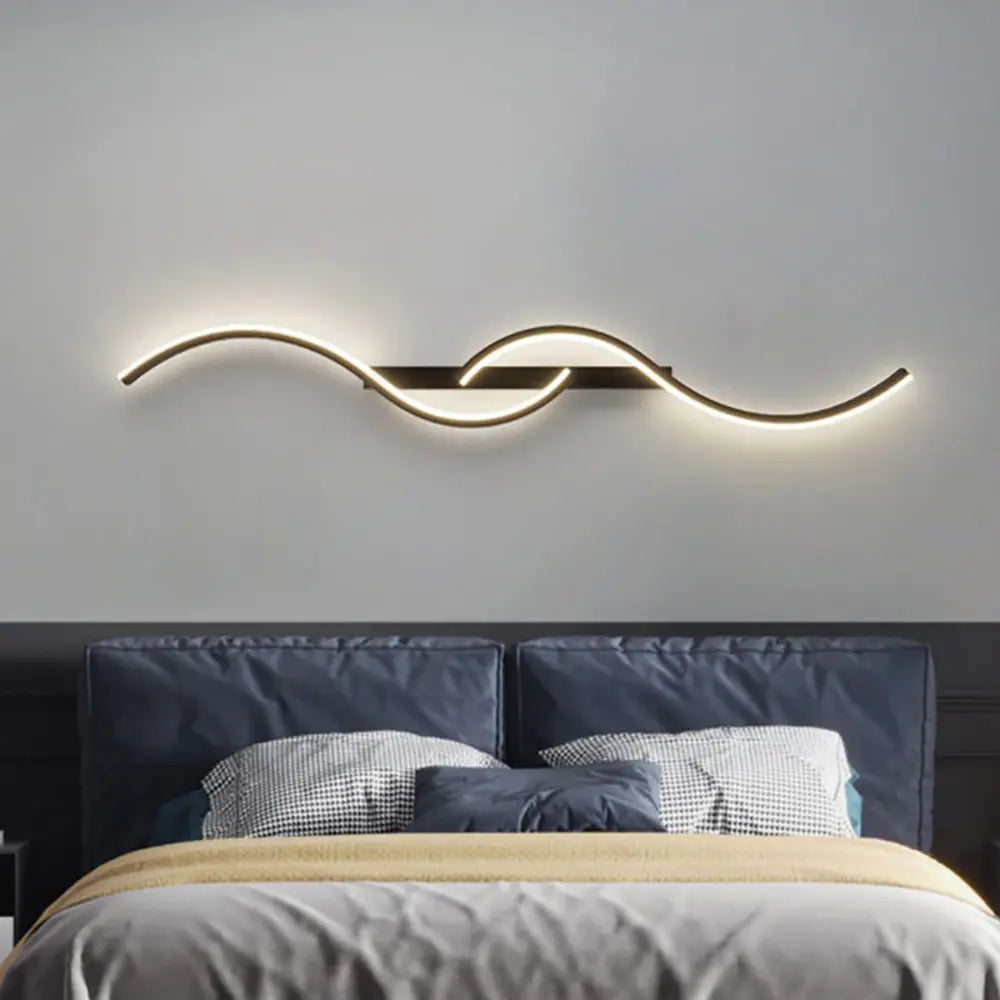 Modern LED Wall Lamp with Wire Control, S-Type Design for Home Decor, Warm Light, Ambient Lighting, Led Mood Light, Suitable for TV Background, Headboard, Corridor, Decorative Wall Light