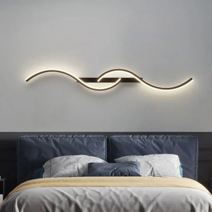 Modern LED Wall Lamp with Wire Control, S-Type Design for Home Decor, Warm Light, Ambient Lighting, Led Mood Light, Suitable for TV Background, Headboard, Corridor, Decorative Wall Light