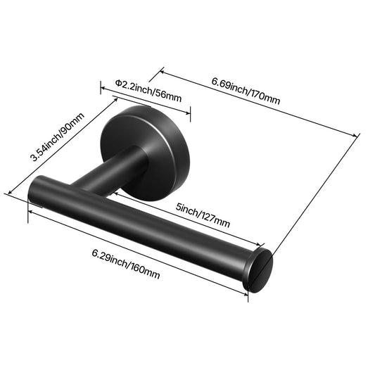 【Fathersdaygift】Vevor Toilet Paper Holder with Shelf, Fits Mega Rolls Size, Stainless Steel Rustproof Material, Wall Mounted with Screws and Double-Sided Tape, Toilet Roll Tissue Holder for Bathroom, Matte Black