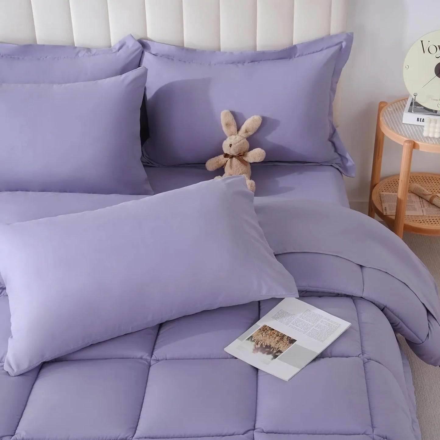 【Summer Wins】Downcool 7Pcs Comforter Sets, Multi-Color Bedding Sets , All Season down Alternative Bedding Comforter Sets with Comforter, Flat Sheet, Fitted Sheet, 2 Pillow Shams & 2 Pillowcases, Pink Bedroom Accessories#Tiktokshopmemorialday