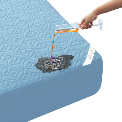 【Summerwins】Bedlore Cooling Waterproof Fitted Sheet Big Copper Coins | Bamboo Deep Pocket Mattress Cover | Soft Breathable Non-Slip]