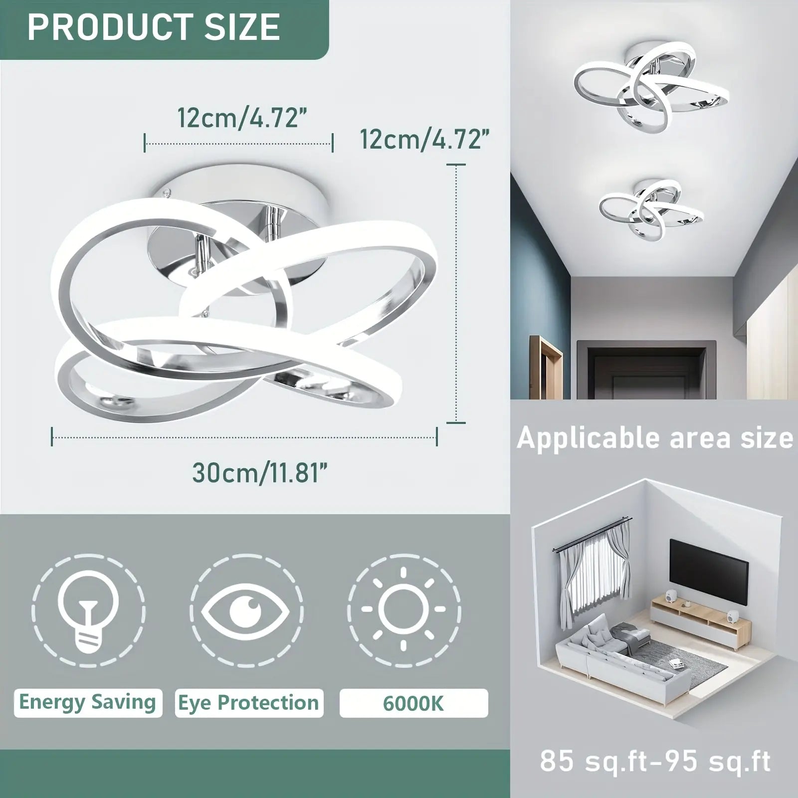 Modern LED Ceiling Light, Three Lighting Options, Energy Efficient, Easy Installation, Suitable for Home and Office, Dimmable, Ceiling Led Lights