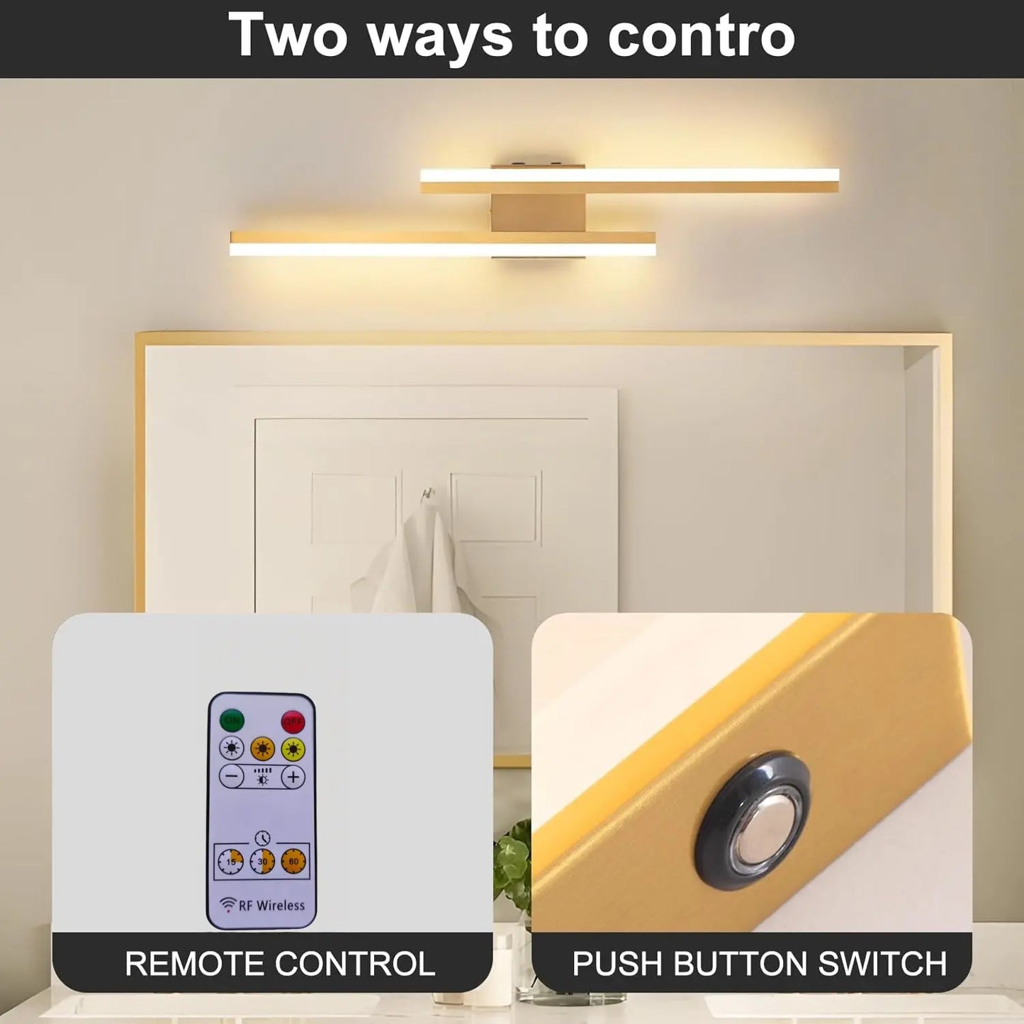 Modern Rechargeable LED Wall Light, Led Wall Sconce, Dimmable Wall Lamp, Remote Control Brightness & Color Temperature Adjustment, Timer Function, 40Cm, Bedroom, Living Room, Dining Room
