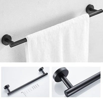 10-Piece Matte Black Stainless Steel Bathroom Hardware Set Includes 2PCS 15.7'' Towel Bars 4PCS Towel Hooks 2PCS Toilet Paper Holder & 2PCS Towel Rings for Modern Bathrooms