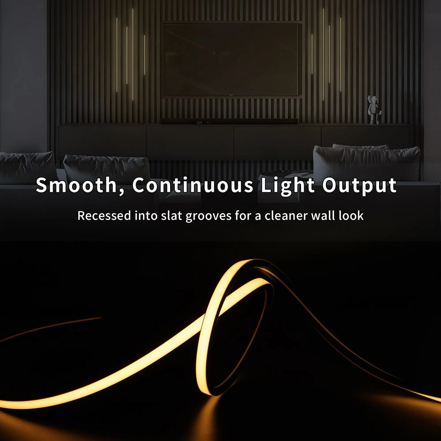 6PCS LED Recessed Light Kit for Wood Slat Wall Panels, Black Silicone Wall Panel Lights, 3000K Warm White, 24V Dimmable Touch Sensor Ambient Lighting Led Lights