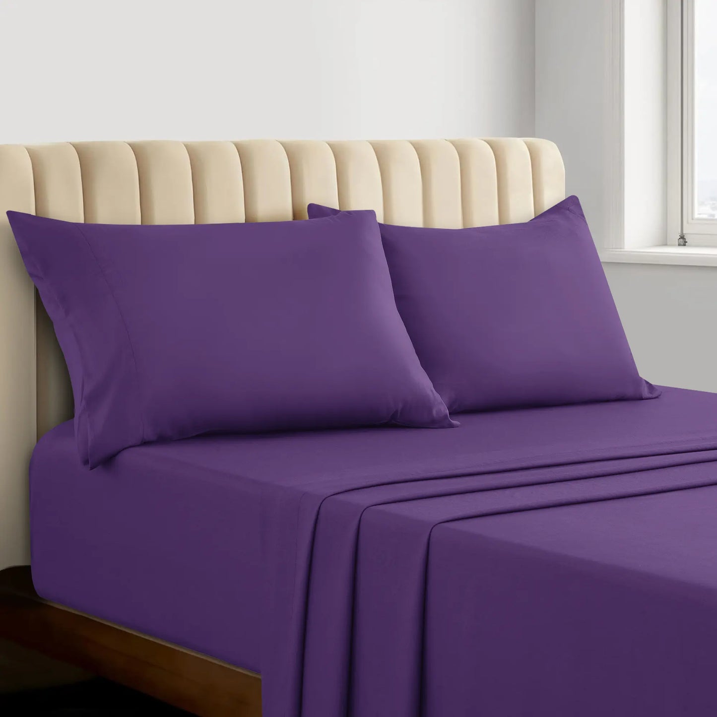 Lux Decor 4Pc Bamboo Blend Bed Sheet, Cooling Sheets & Soft Breathable Hotel Quality Bedding, 16-Inch Deep Fitted Sheet, Wrinkle Free, Machine Washable, Silky Smooth Sheets Set