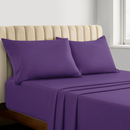 Lux Decor 4Pc Bamboo Blend Bed Sheet, Cooling Sheets & Soft Breathable Hotel Quality Bedding, 16-Inch Deep Fitted Sheet, Wrinkle Free, Machine Washable, Silky Smooth Sheets Set