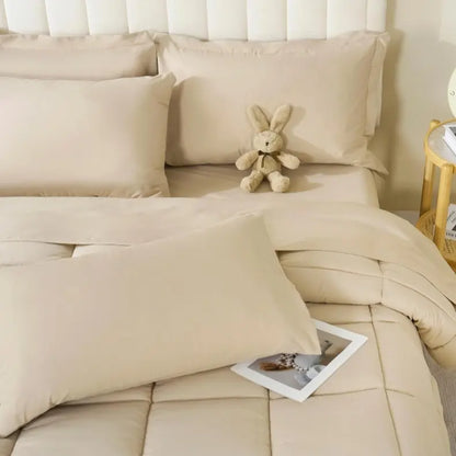 【Summer Wins】Downcool 7Pcs Comforter Sets, Multi-Color Bedding Sets , All Season down Alternative Bedding Comforter Sets with Comforter, Flat Sheet, Fitted Sheet, 2 Pillow Shams & 2 Pillowcases, Pink Bedroom Accessories#Tiktokshopmemorialday