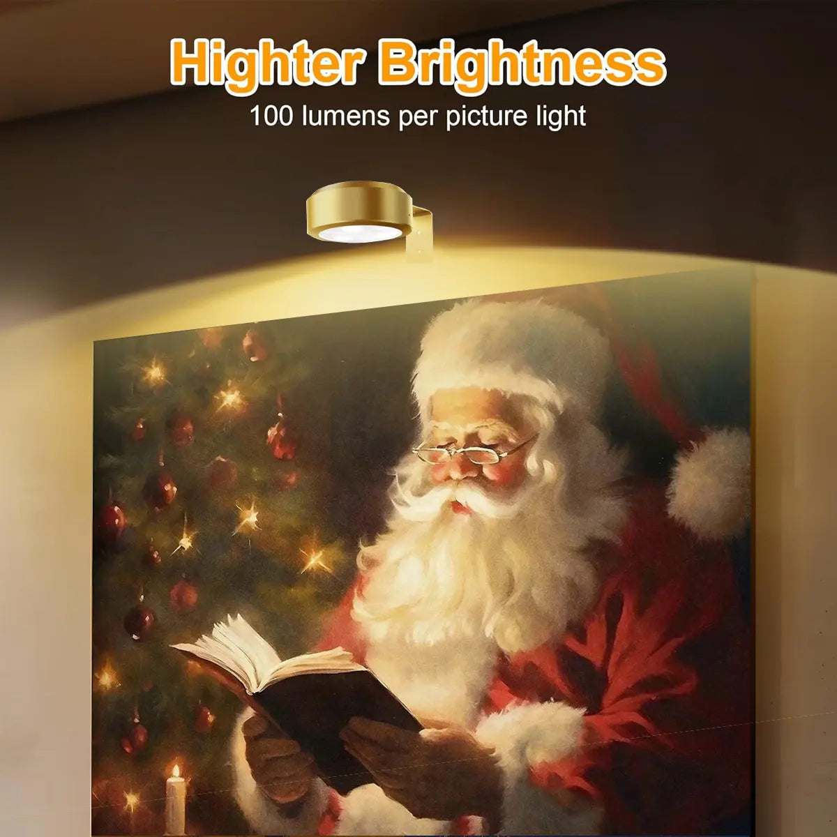 3Pcs Battery Operated Picture Light, Magnetic Led Painting Light with Remote Dimmable and Timer, 3 Lighting Modes And13 RGB Colors Art Display Light for Picture Frame Paintings, Wireless Wall Decor Puck Lights, Gold