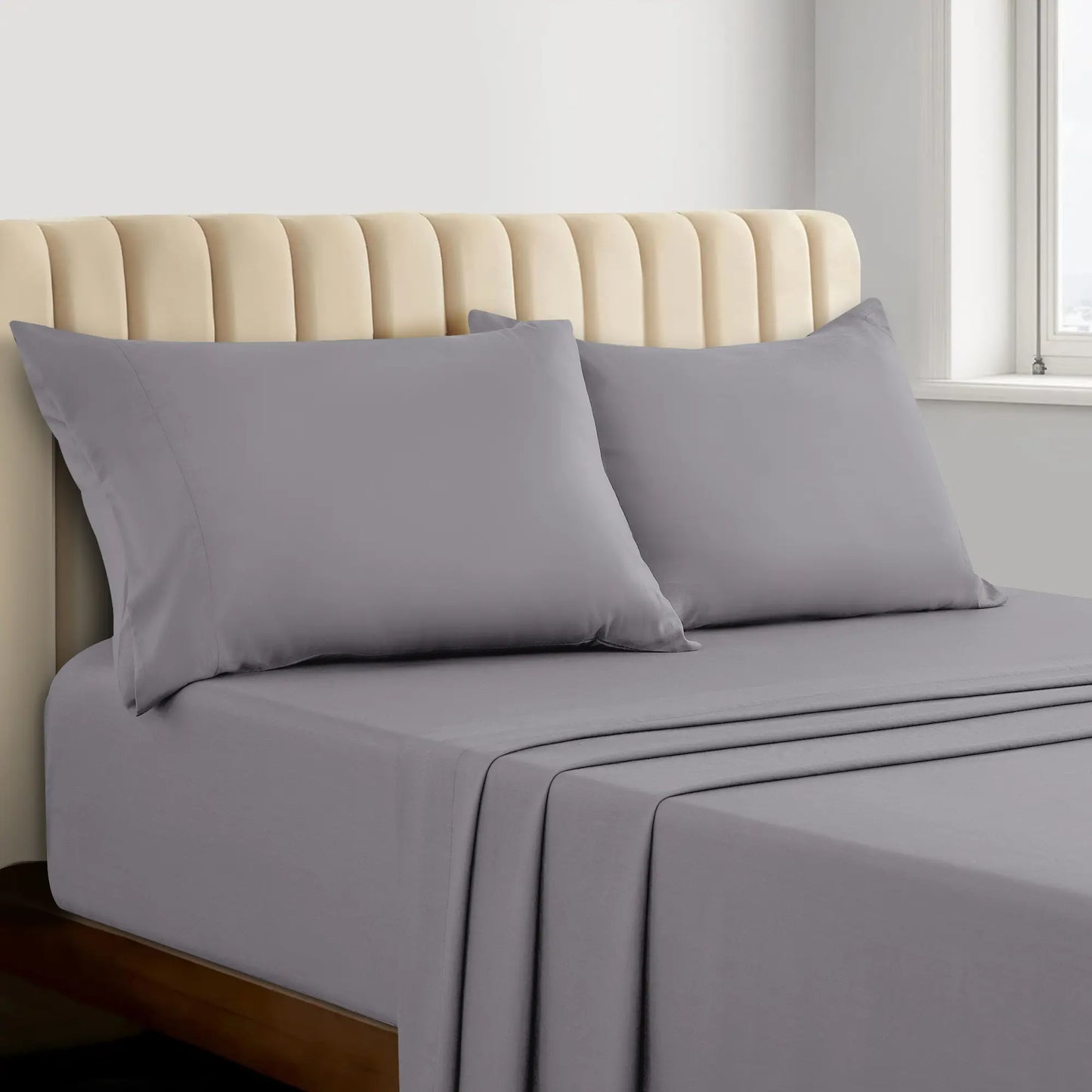 Lux Decor 4Pc Bamboo Blend Bed Sheet, Cooling Sheets & Soft Breathable Hotel Quality Bedding, 16-Inch Deep Fitted Sheet, Wrinkle Free, Machine Washable, Silky Smooth Sheets Set