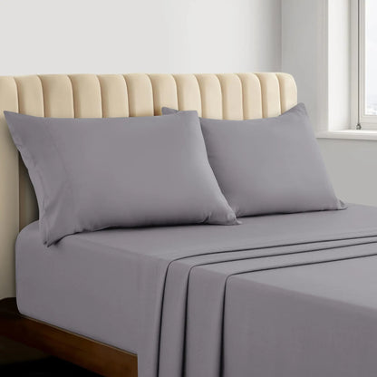 Lux Decor 4Pc Bamboo Blend Bed Sheet, Cooling Sheets & Soft Breathable Hotel Quality Bedding, 16-Inch Deep Fitted Sheet, Wrinkle Free, Machine Washable, Silky Smooth Sheets Set