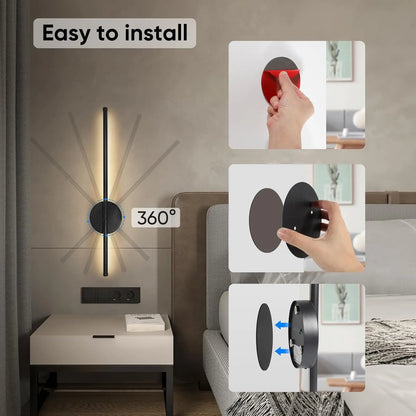 Modern LED Rechargeable Wall Light, 50Cm Line Design, Wire-Free Adhesive Magnetic Installation, Dimmable Remote Control, Bedroom Living Room Decor, Magnetic Dimmable Lights, Dimmable Wall Lamp, Home Decoration Lamp, Indoor Lighting