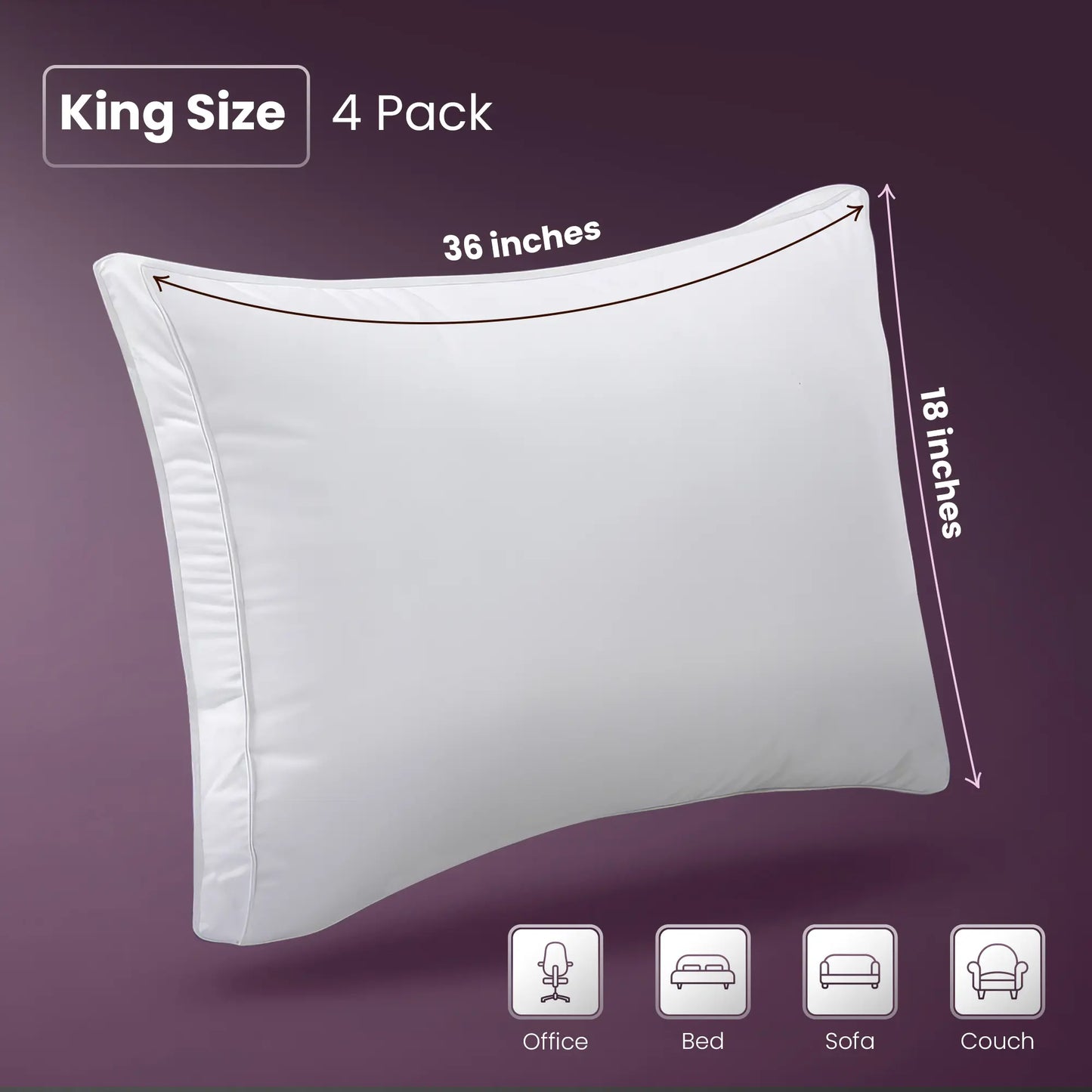 Utopia Bedding Bed Pillows for Sleeping - Set of 4 Gusseted Pillows Set - King, Queen, & Standard Size (White), Bed Accessories, Breathable Pillow Inserts