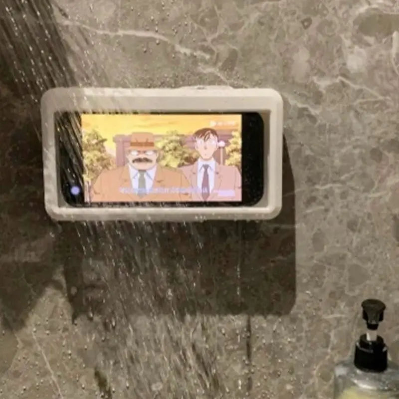 360° Rotating Bathroom Phone Case Wall Mounted Shower Phone Holder Waterproof Anti-Fog Phone Support Stand for Bathroom Toilet Cellphone Smartphone Plastic Handle