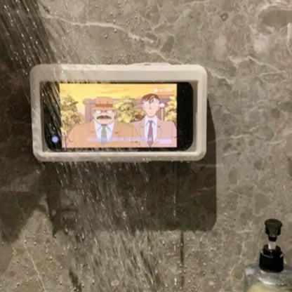 360° Rotating Bathroom Phone Case Wall Mounted Shower Phone Holder Waterproof Anti-Fog Phone Support Stand for Bathroom Toilet Cellphone Smartphone Plastic Handle