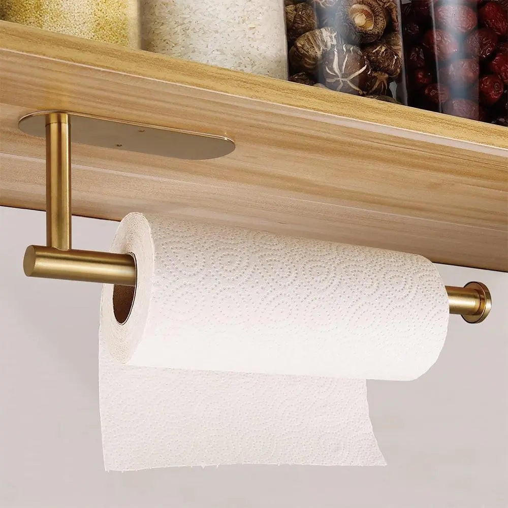 Paper Towel Holder, 1 Count under Cabinet Kitchen Paper Holder, Self-Adhesive/Drilling Towel Holder, Stainless Steel Kitchen Utensil Holder #GLOBAL PICKS