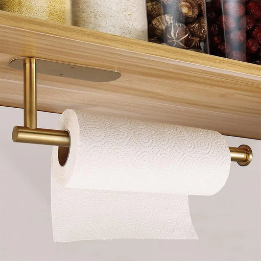 Paper Towel Holder, 1 Count under Cabinet Kitchen Paper Holder, Self-Adhesive/Drilling Towel Holder, Stainless Steel Kitchen Utensil Holder #GLOBAL PICKS