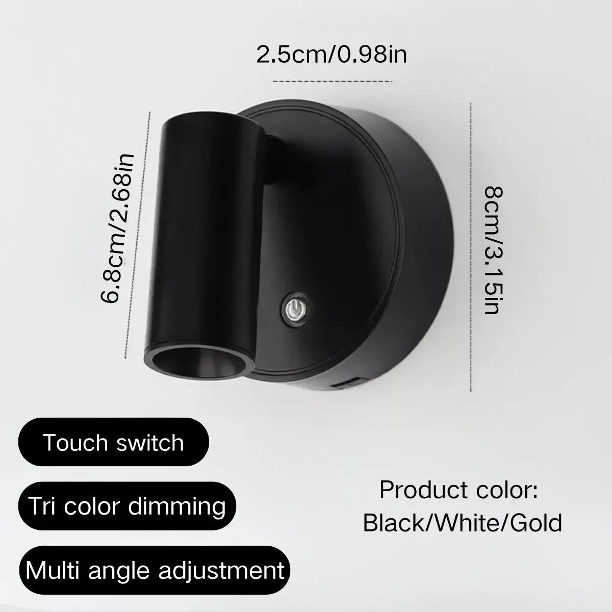 Magnetic Wall-Mount LED Light, Rechargeable Battery-Powered Touch-Control Night Light with Adjustable Brightness, Ideal for Bedroom, Dining Room and Art Display
