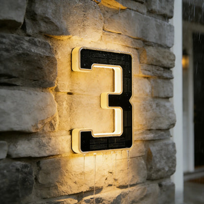 ISUNMEA 6.7 Inch Solar Lighted House Numbers for Outside, Light up Waterproof LED Address Signs for Houses, Backlit Illuminated Exterior Modern House Numbers Light